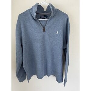 Polo Ralph Lauren Men's Light Blue Quarter Zip Pullover Sweater Size Extra Large